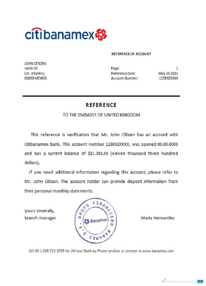 Download Mexico Citibanamex bank reference Photoshop template